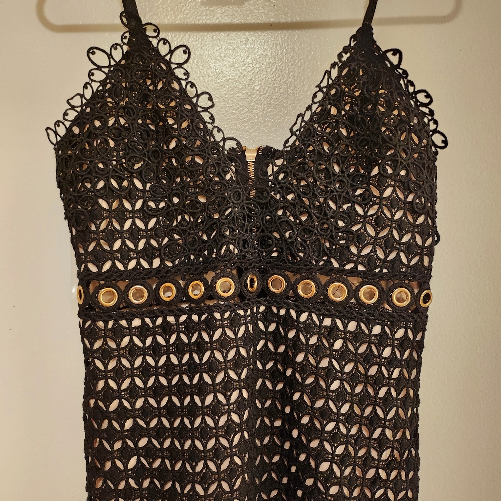 Lace / Threaded Pattern Mini Dress - image 1